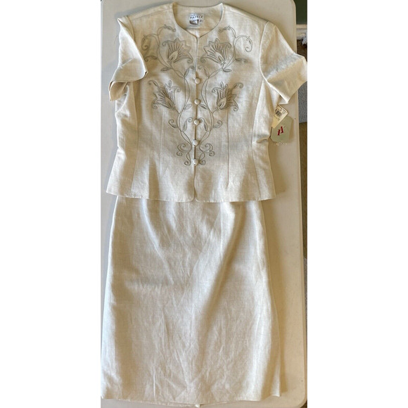 ADRIANNA PAPELL Skirt Suit Womens Size 12 Linen Blend Vintage Lightweight NWTF - Picture 3 of 15